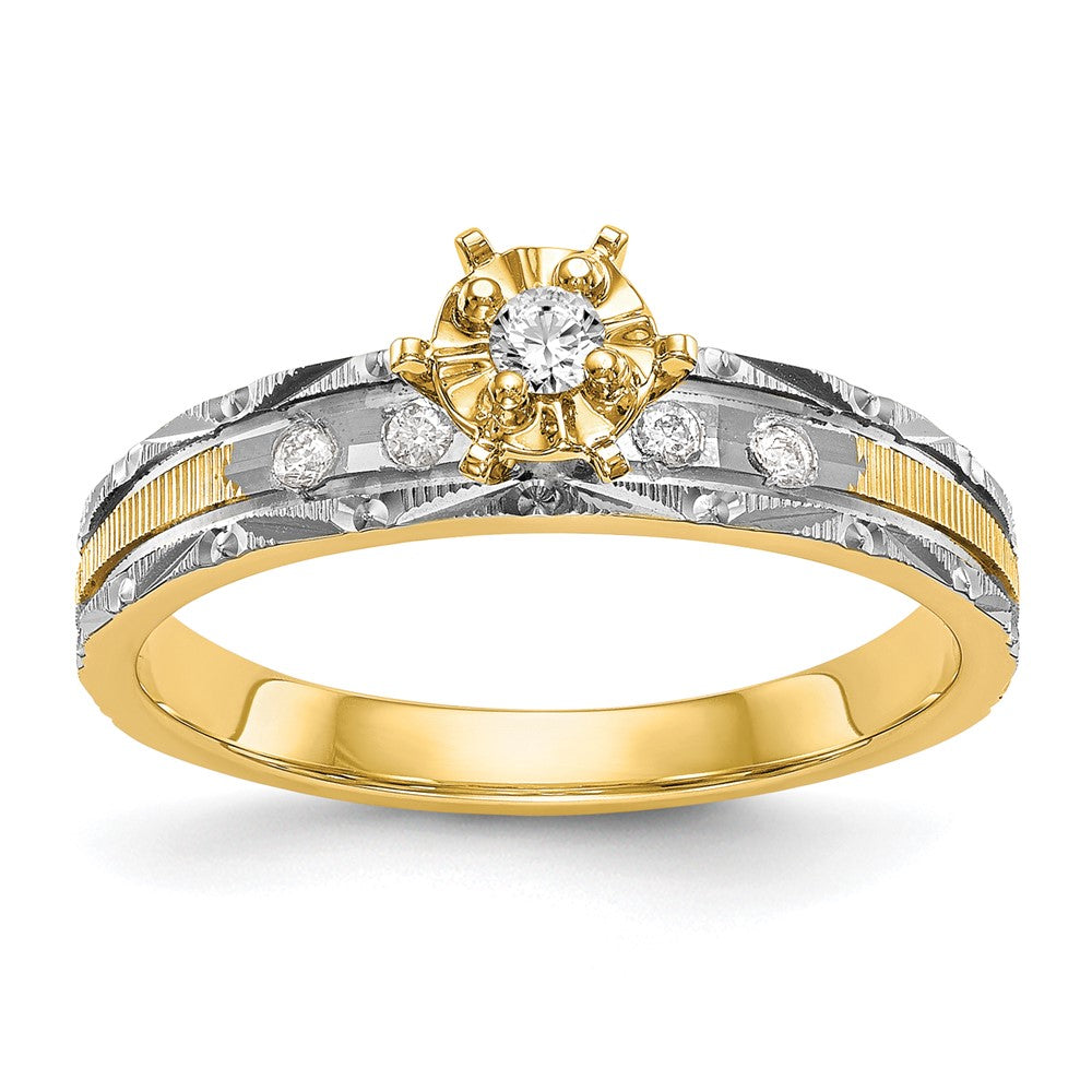 14k and Rhodium AA Quality 1/10 carat Diamond Trio Complete Engagement Ring, 0.09 ct, Size 6, 2.61 g - ID5S9X8311AA-E8L7