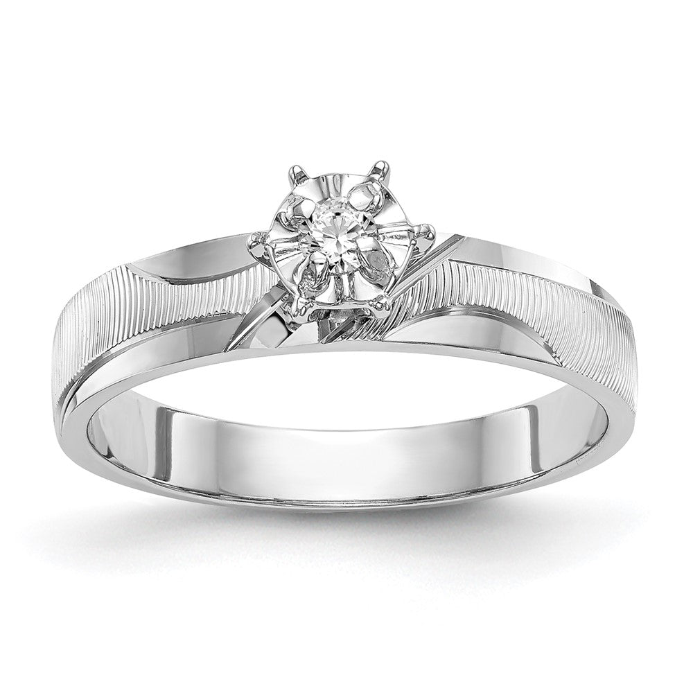 14k White Gold AA Quality 1/20 carat Diamond Trio Complete Engagement Ring, 0.05 ct, Size 6, 2.61 g - ID5S9X8319AA-E8L7