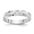 14k White Gold AA Quality .02 carat Diamond Trio Ladies Complete Wedding Band, 0.02 ct, Size 6