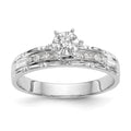 14k White Gold AA Quality 1/8 carat Diamond Trio Complete Engagement Ring, 0.13 ct, Size 6