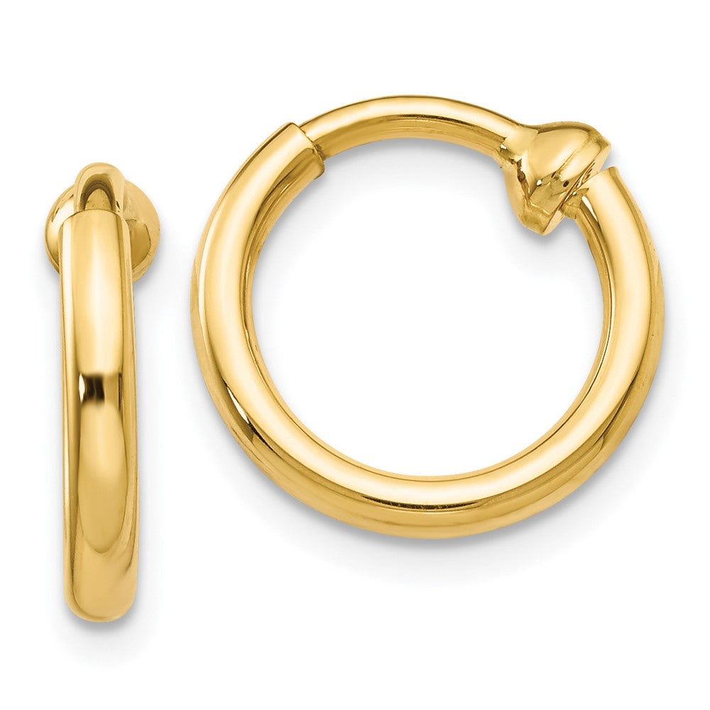 14k 2x10mm Polished Tube Hoop Non-pierced Earrings, 10 x 2 mm