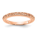 14k Rose Gold 3mm Filigree Wedding Band, Size 6