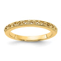 14k 3mm Filigree Wedding Band, Size 7
