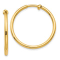 14k 2x25mm Polished Tube Hoop Non-pierced Earrings, 25 x 2 mm