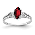 14k White Gold 8x4mm Marquise Garnet A Diamond ring, 0.74 ct, Size 6