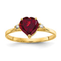 14k 7mm Heart Lab-Created Ruby and AA Diamond Ring, 0.034 ct, Size 7.5