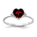 14k White Gold 6mm Heart Garnet and AA Diamond Ring, 0.83 ct