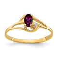 14k 5x3mm Oval Rhodolite Garnet and AA Diamond Ring, 0.272 ct, Size 6