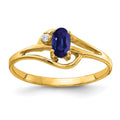 14k 5x3mm Oval Blue Sapphire and VS Diamond Ring, 0.362 ct, Size 6