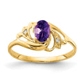 14k 6x4mm Oval Amethyst and AAA Diamond Ring, 0.434 ct