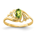 14k 6x4mm Oval Peridot and AA Diamond Ring, 0.464 ct