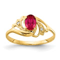 14k 6x4mm Oval Ruby and AA Diamond Ring, 0.614 ct