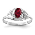 14k White Gold 6x4mm Oval Lab-Created Ruby and AA Diamond Ring, 0.614 ct
