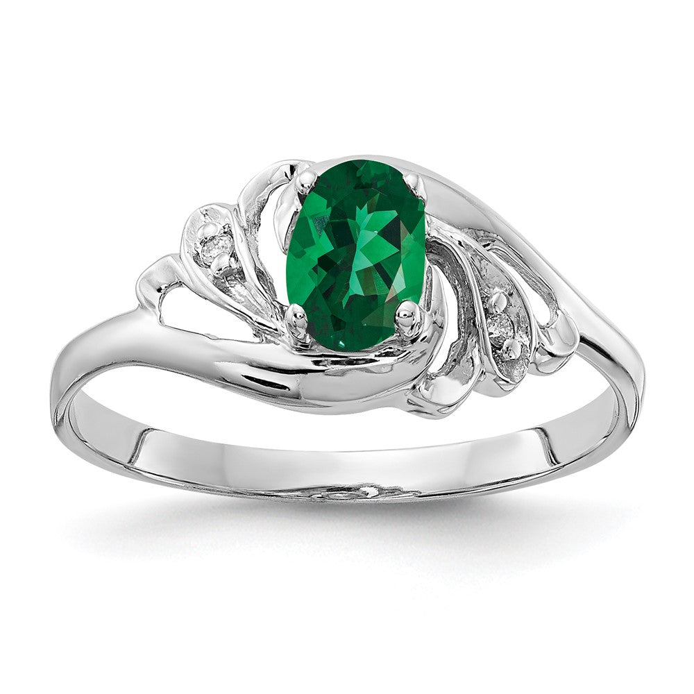 14k White Gold 6x4mm Oval Mount St. Helens and AA Diamond Ring, 0.514 ct