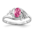 14k White Gold 6x4mm Oval Pink Tourmaline and AA Diamond Ring, 0.274 ct