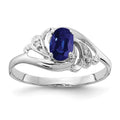 14k White Gold 6x4mm Oval Blue Sapphire and A Diamond Ring, 0.664 ct