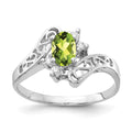 14k White Gold 6x4mm Oval Peridot and 1/20 carat VS Diamond Ring, 0.51 ct