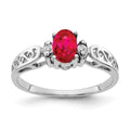14k White Gold 6x4mm Oval Ruby and AA Diamond Ring, 0.634 ct
