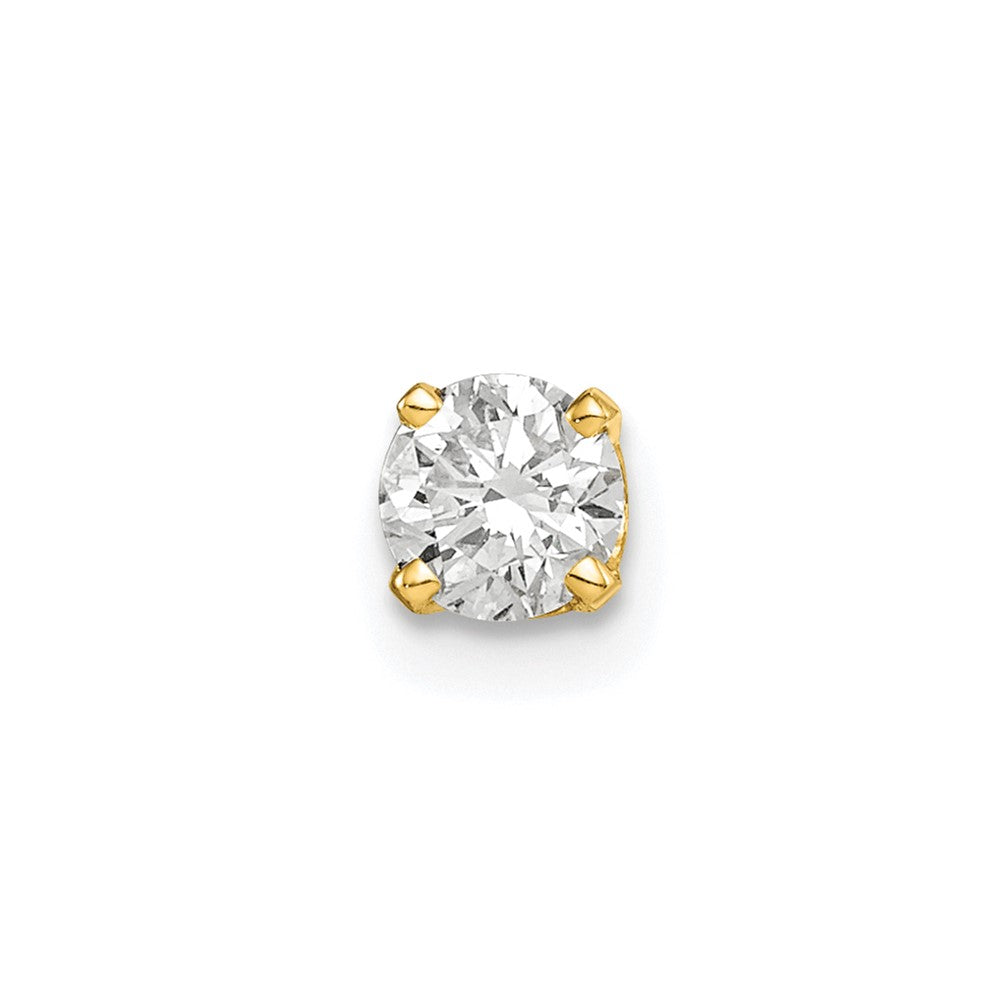 14k 1/3 carat Single Stud AA Diamond Earring, 0.31 ct, 6 x 5 mm