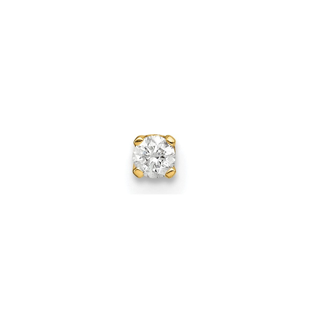 14k 1/20 carat Single Stud AA Diamond Earring, 0.05 ct, 2 x 3 mm