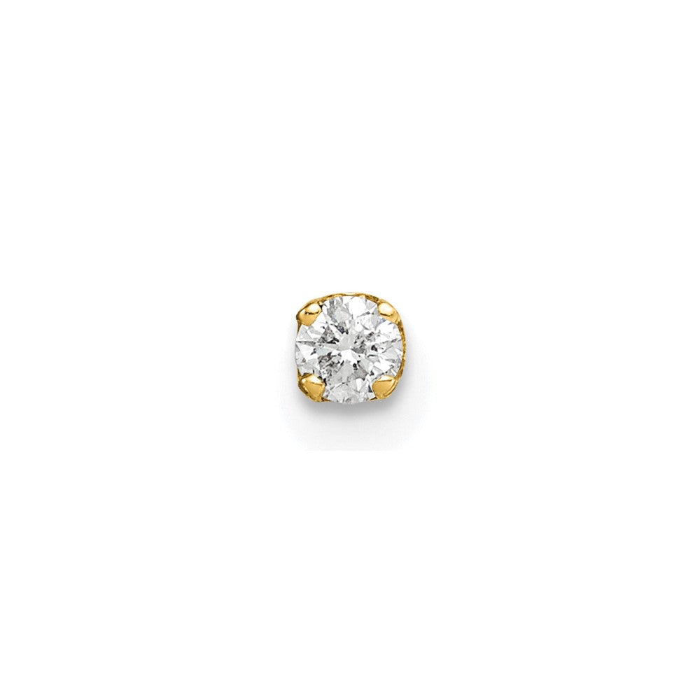 14k 1/15 carat Single Stud AA Diamond Earring, 0.079 ct, 4 x 3 mm