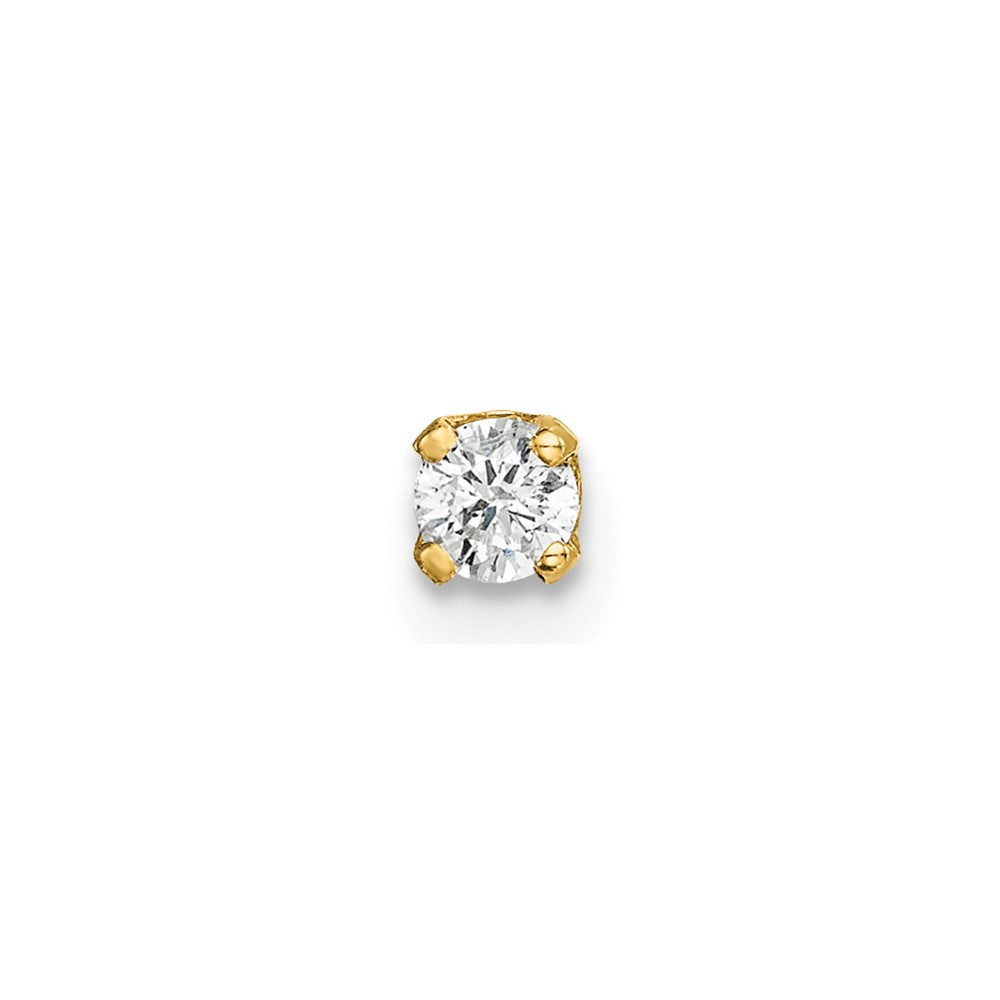 14k 1/10 carat Single Stud AA Diamond Earring, 0.093 ct, 4 x 3 mm