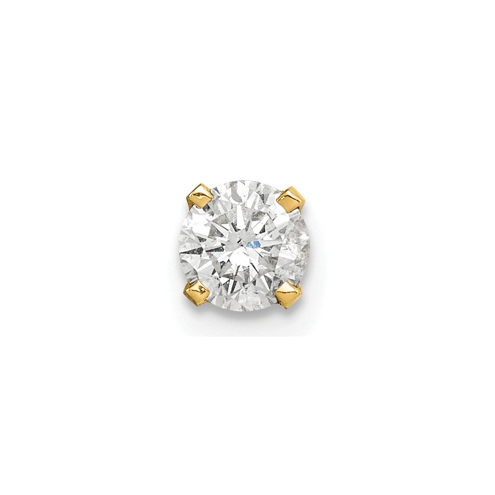 14k 3/8 carat Single Stud AA Diamond Earring, 0.37 ct, 6 x 5 mm