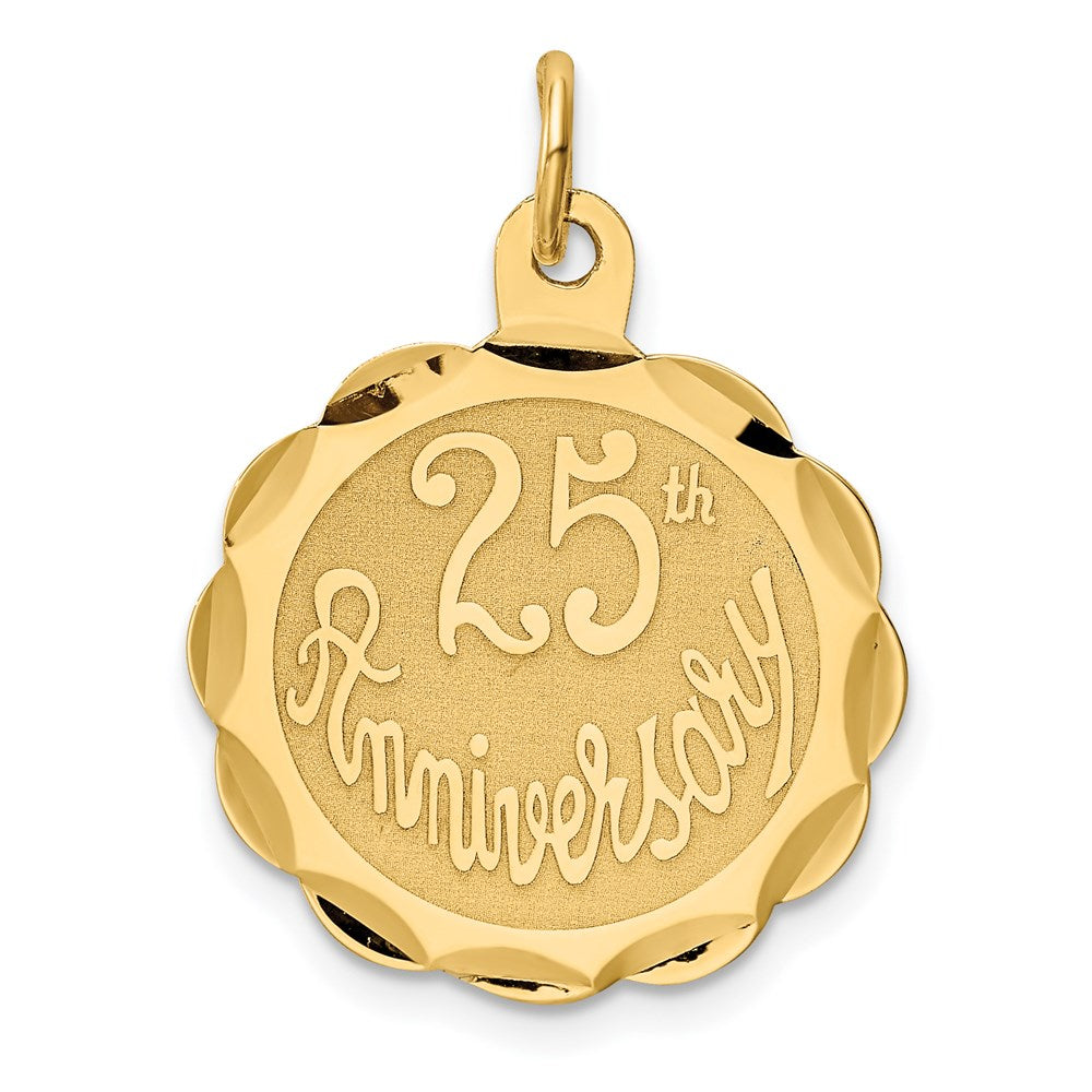 14k 25th ANNIVERSARY 20mm Engravable Disc Charm, 25 x 20 mm