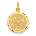14K A DATE TO REMEMBER 15mm Engravable Disc Charm, 23 x 15 mm