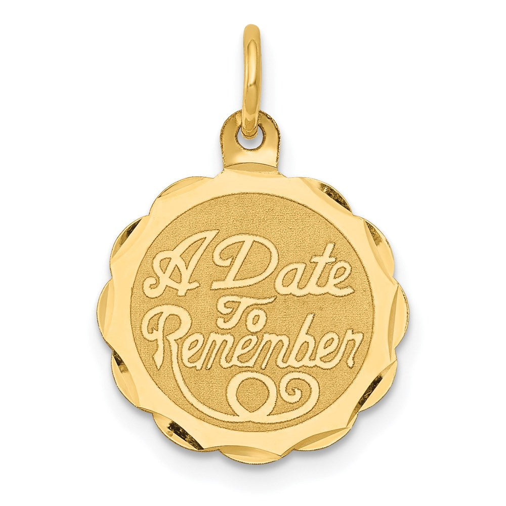 14K A DATE TO REMEMBER 15mm Engravable Disc Charm, 23 x 15 mm
