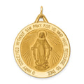 14k Polished and Satin Solid Large Miraculous Medal Round Pendant, 37 x 29.25 mm