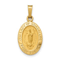 14k Polished and Satin Hollow Our Lady Of Guadalupe Medal Oval Charm, 18.3 x 11 mm