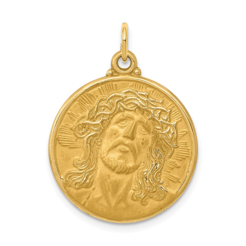 14k Jesus Medal Pendant, 28 x 21 mm