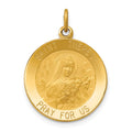 14k Polished and Satin Solid St Theresa Medal Round Pendant, 26 x 19 mm