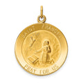 14k Polished and Satin Solid St Francis Medal Round Pendant, 30 x 23 mm