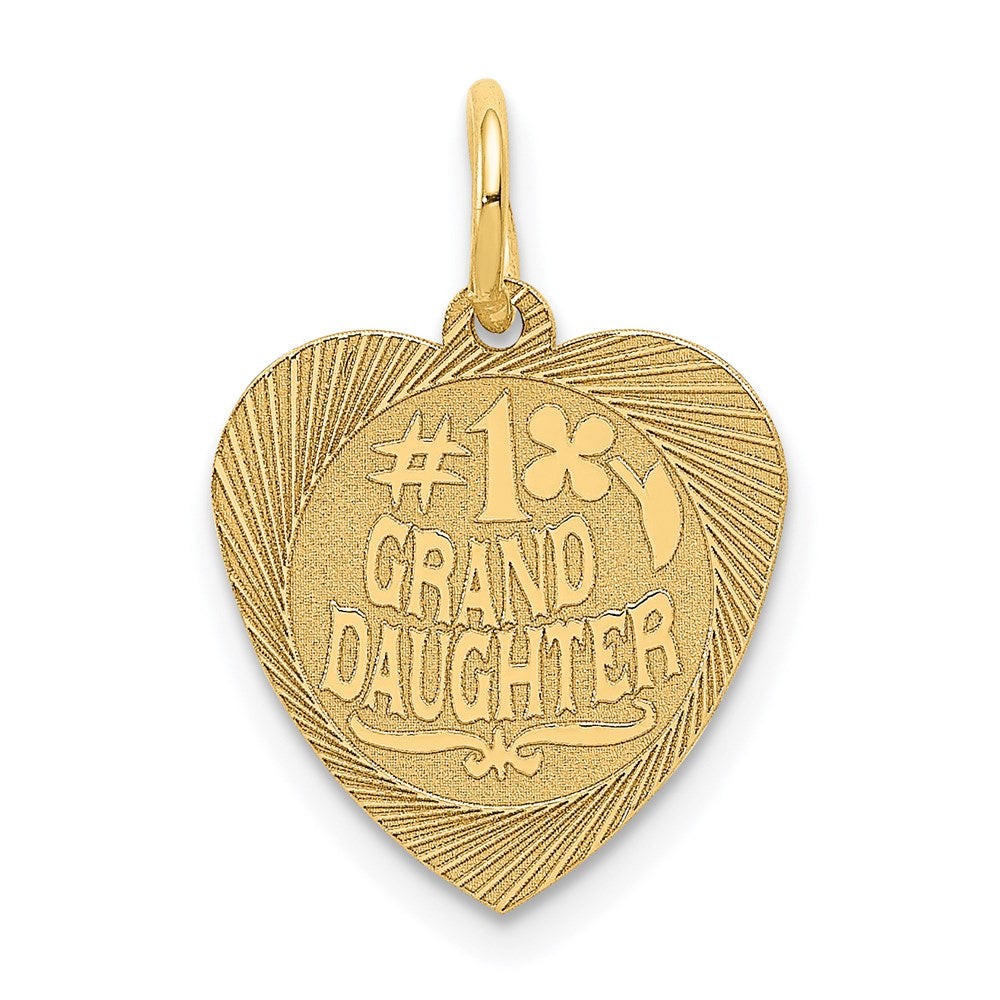 14k #1 GRANDDAUGHTER 14mm Engravable Heart Charm, 18 x 14 mm