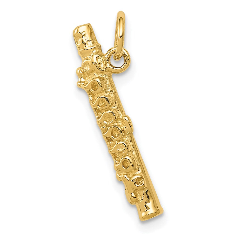 14k 3-D Polished Flute Charm, 24 x 7 mm