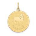 14k BEAGLE 20mm Engravable Disc Dog Charm, 26 x 20 mm