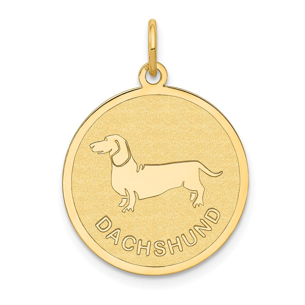 14k DACHSHUND 20mm Engravable Disc Dog Charm, 26 x 20 mm
