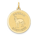 14k GERMAN SHEPHERD 20mm Engravable Disc Dog Charm, 26 x 20 mm