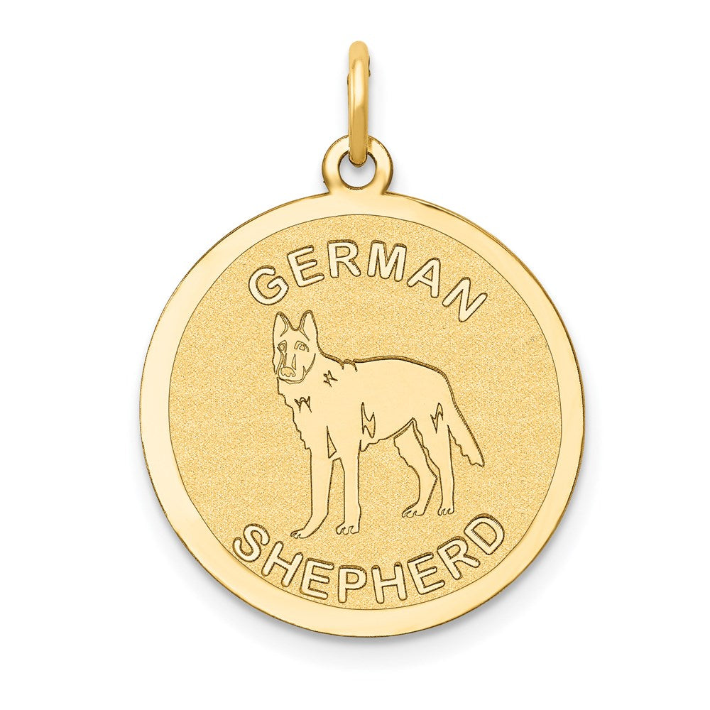 14k GERMAN SHEPHERD 20mm Engravable Disc Dog Charm, 26 x 20 mm