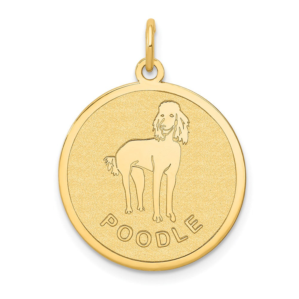 14k POODLE 20mm Engravable Disc Dog Charm, 26 x 20 mm