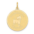 14k YORKSHIRE TERRIER 20mm Engravable Disc Dog Charm, 26 x 20 mm