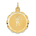 14k Baseball 20mm Engravable on Back Disc Charm, 25 x 20 mm