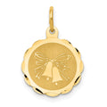 14K Wedding Bells 14mm Engravable Disc Charm, 17 x 14 mm