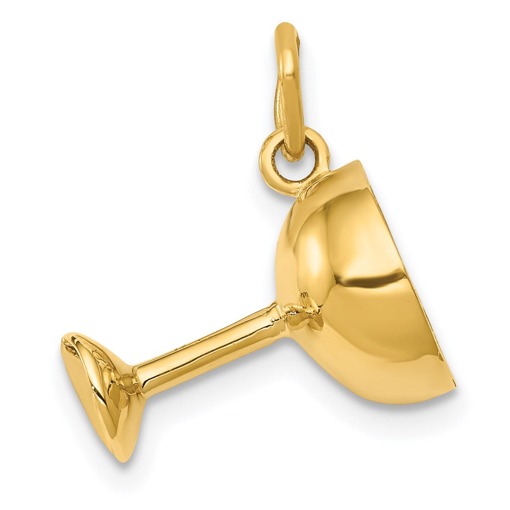 14k 3-D Champagne Glass Charm, 18 x 15 mm