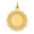 14K A DATE TO REMEMBER 23mm Engravable Disc Charm, 28 x 23 mm