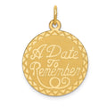 14K A DATE TO REMEMBER 19mm Engravable Disc Charm, 26 x 19 mm