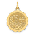 14K A DATE TO REMEMBER 18mm Engravable Disc Charm, 21 x 18 mm