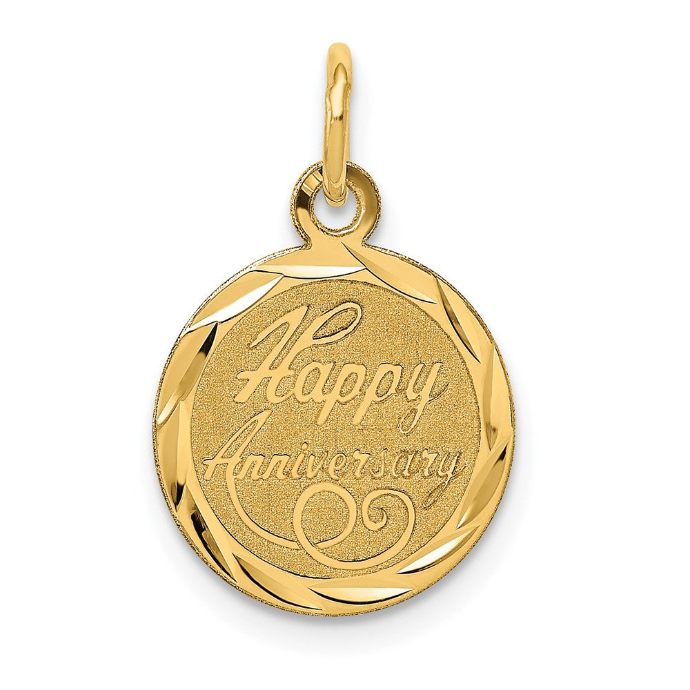 14K HAPPY ANNIVERSARY 13mm Engravable Disc Charm, 21 x 13 mm